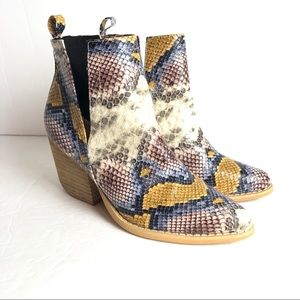 ARider Girl multi color snake print ankle booties